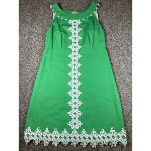 Lilly Pulitzer Women's Textured Eyelet Trim Shift Dress Kelly Green Size 6 Lined